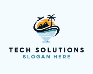 Location - Summer Beach Travel GPS logo design