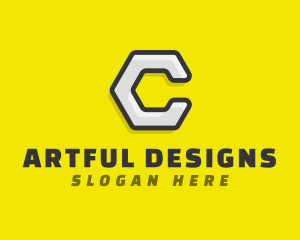 Hexagon Business Cog Letter C logo design