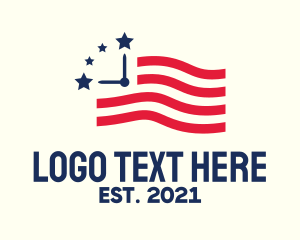 Stopwatch - USA American Time Flag logo design