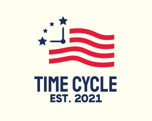 USA American Time Flag logo design