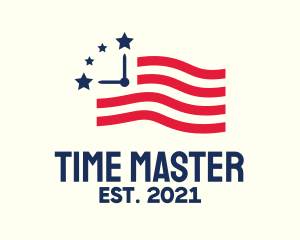 USA American Time Flag logo design