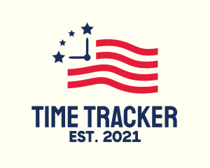 USA American Time Flag logo design