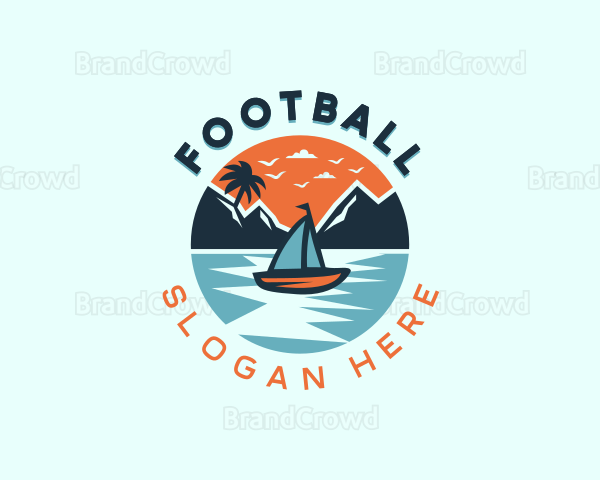 Beach Sailboat Travel Logo