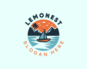 Beach Sailboat Travel Logo