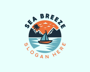 Beach Sailboat Travel logo design