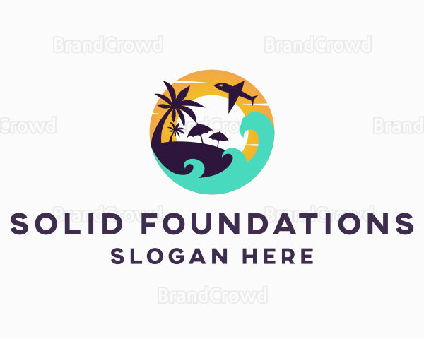 Tropical Island Flight Travel Logo