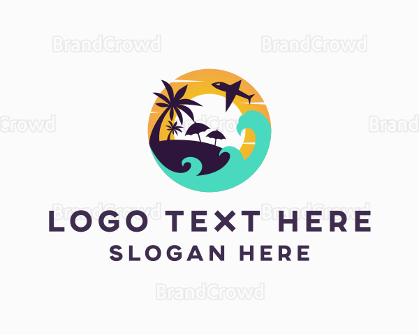 Tropical Island Flight Travel Logo