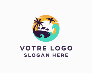 Tropical Island Flight Travel Logo