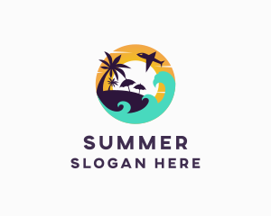 Tropical Island Flight Travel logo design