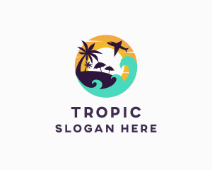 Tropical Island Flight Travel logo design