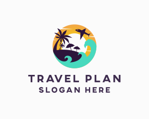 Tropical Island Flight Travel logo design
