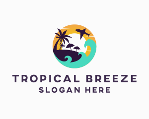 Tropical Island Flight Travel logo design