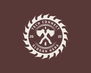 Woodcutting - Axe Saw Lumberjack logo design