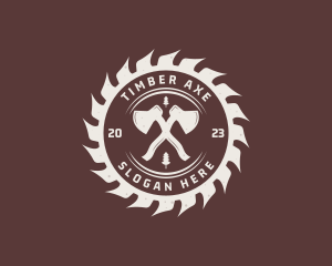 Axe Saw Lumberjack logo design