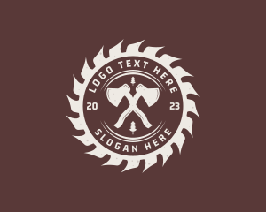 Woodcutting - Axe Saw Lumberjack logo design