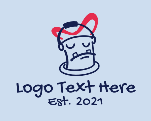 Doodle Artist - Sad Paint Bucket logo design