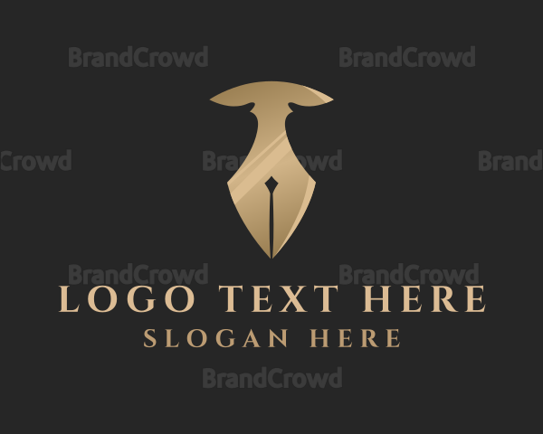 Gold Pen Letter T Logo