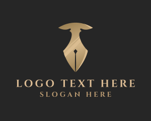 Ink - Gold Pen Letter T logo design