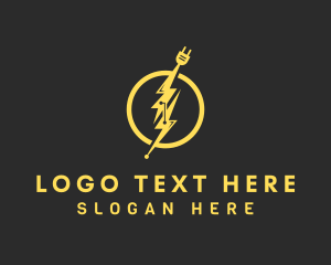 Power Plant - Bolt Electrical Plug logo design