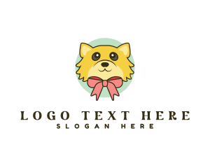 Grooming - Cute Puppy Ribbon logo design