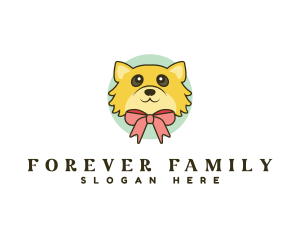 Adoption - Cute Puppy Ribbon logo design