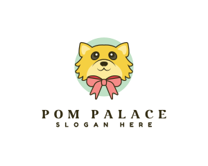 Pomeranian - Cute Puppy Ribbon logo design