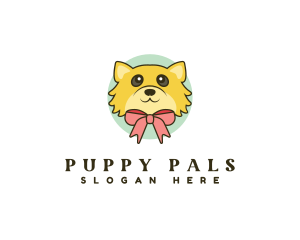 Cute Puppy Ribbon logo design