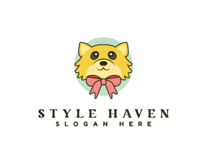 Shelter - Cute Puppy Ribbon logo design