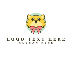 Pomeranian - Cute Puppy Ribbon logo design