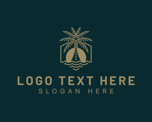 Swimming - Palm Tree Beach Swimming logo design