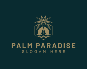 Palm Tree Beach Swimming logo design