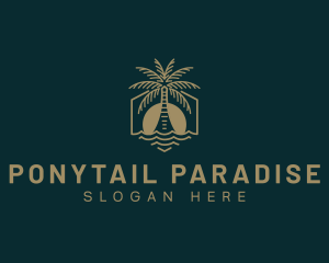 Palm Tree Beach Swimming logo design