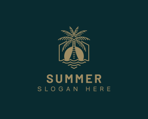 Palm Tree Beach Swimming logo design