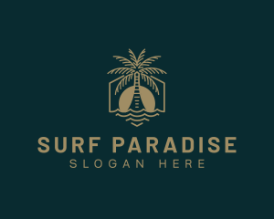 Palm Tree Beach Swimming logo design