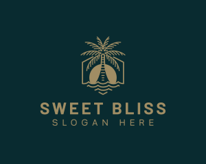 Resort - Palm Tree Beach Swimming logo design