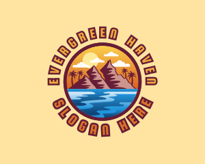 Trees - Mountain Sea Beach logo design
