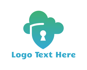 Keyhole - Cloud Shield Lock logo design