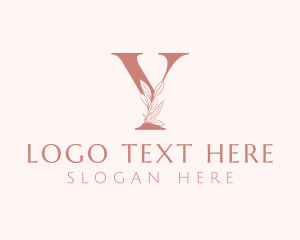 Pink - Elegant Leaves Letter Y logo design