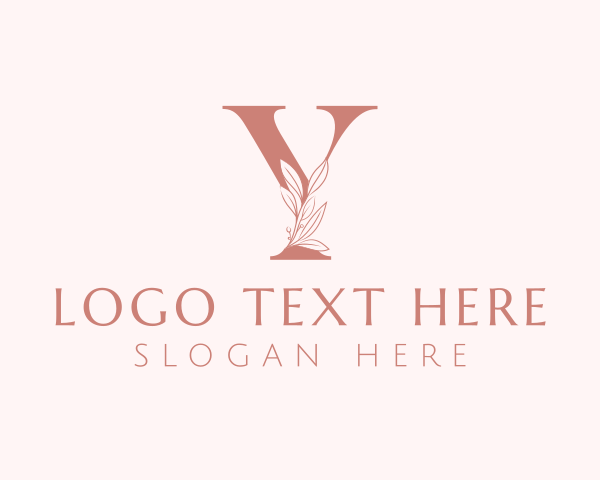 Hair Salon - Elegant Leaves Letter Y logo design