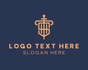 Regal - Pillar Sword Letter S logo design