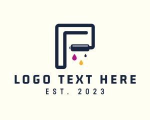 Color - Paint Roller Letter P logo design