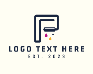 Tool - Paint Roller Letter P logo design