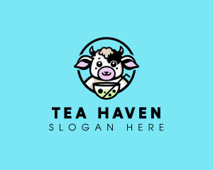 Cute Cow Boba logo design