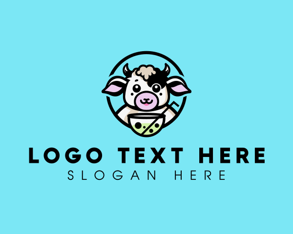 Boba - Cute Cow Boba logo design