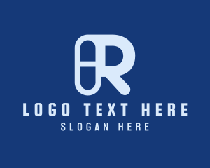 Blue Medical Prescription Drugs Letter R Logo