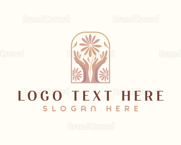 Hands Gardening Flower Logo