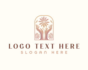 Yoga - Hands Gardening Flower logo design