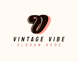 Classic Retro Boutique Letter V logo design