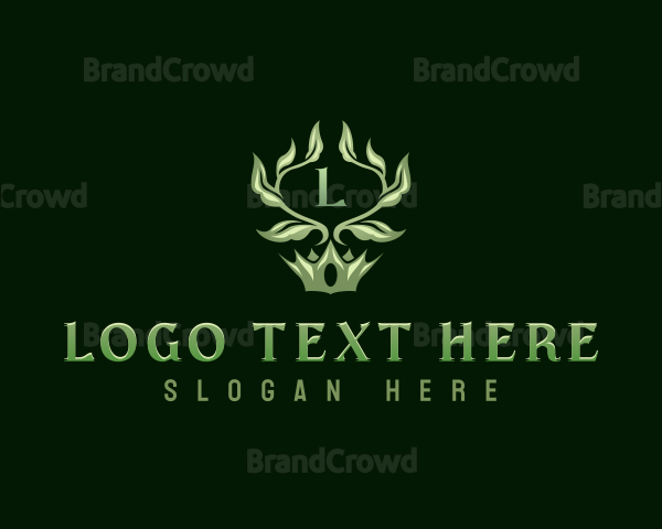 Leaf Ornamental Crown Logo