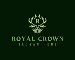 Leaf Ornamental Crown logo design